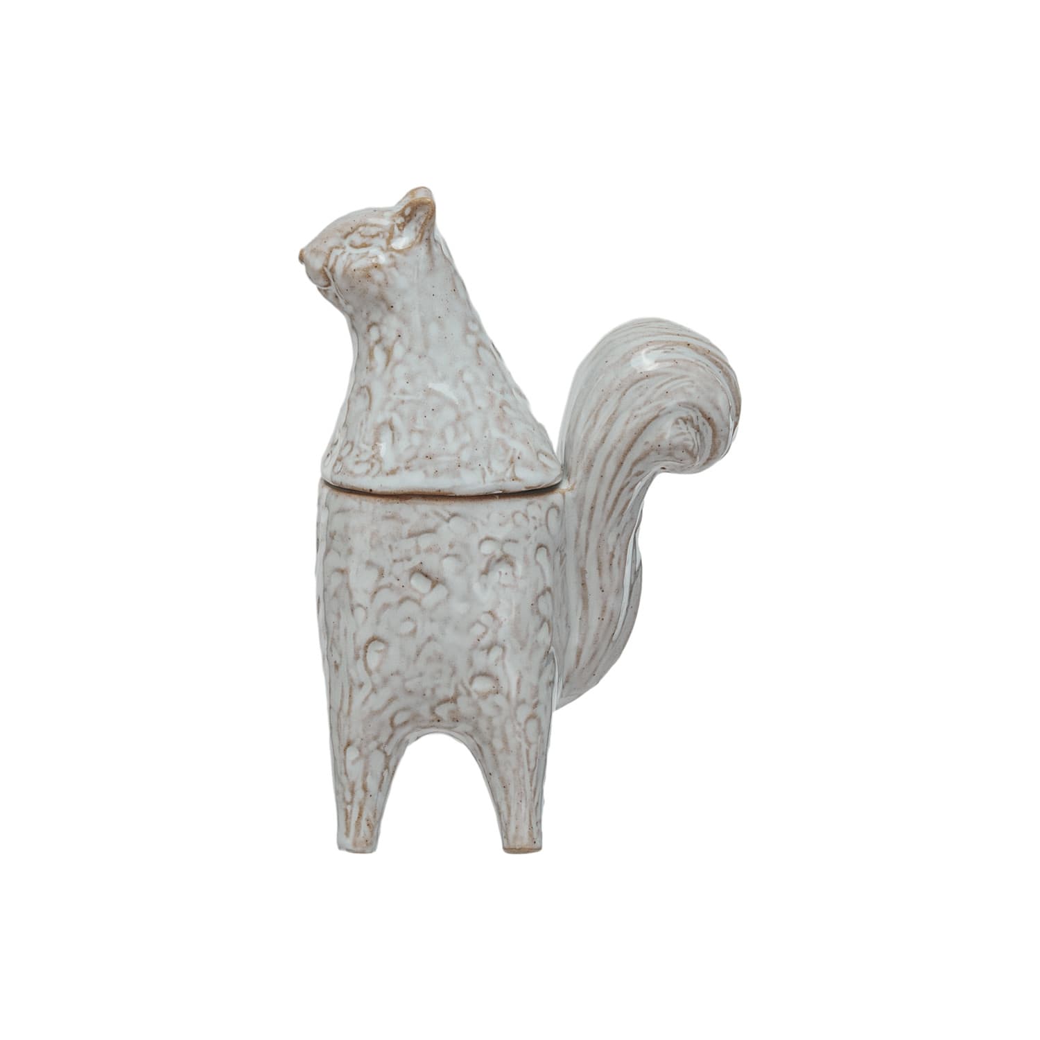 White Stoneware Squirrel Shaped Jar (Each One Will Vary)