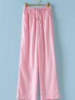 Wide Leg Drawstring Linen Pants in Light Pink