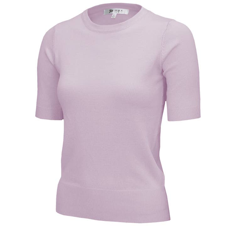 Women's Lilac Lightweight Knit Half Sleeve Crew Neck Tee
