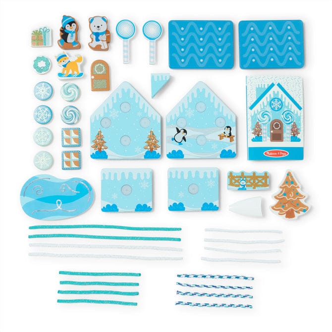Wooden Gingerbread House Play Set - Winter Frost
