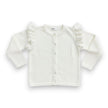 Fran Ivory Long Sleeve Ruffle Shoulder Wool Cardigan