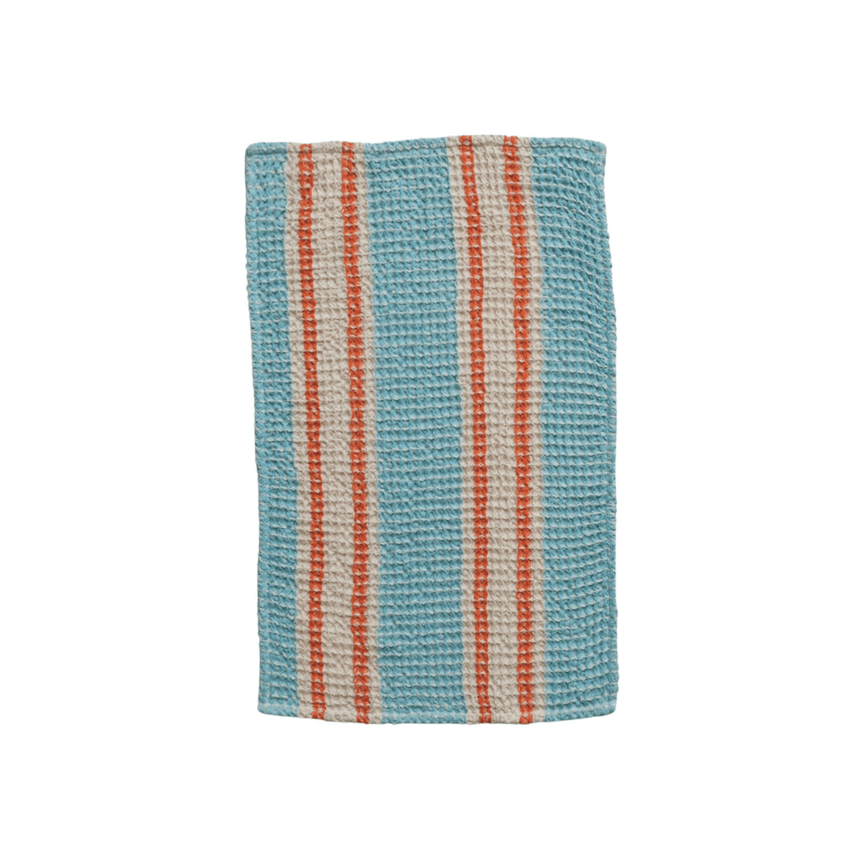 Woven Cotton Waffle Weave Tea Towel with Stripes blue