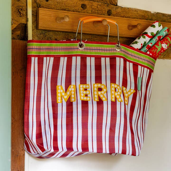 Woven Recycled Plastic "MERRY" Tote Bag