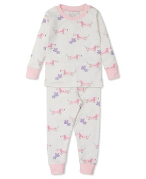 Kissy Kissy Pajama Set Snug Print Puppy Fun, Multi Pink