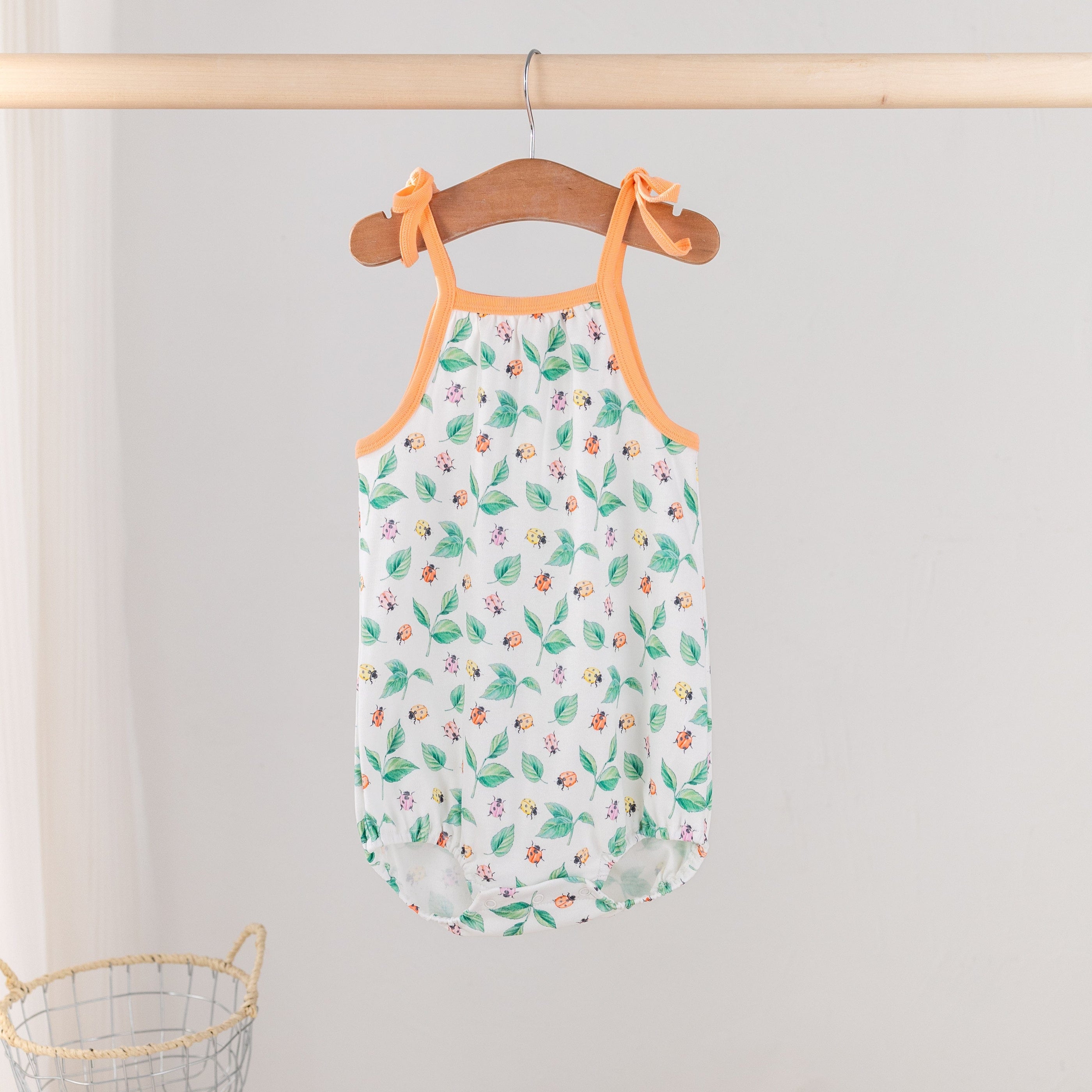 Lady Bug Love Organic Cotton Shoulder-Tie Onesie