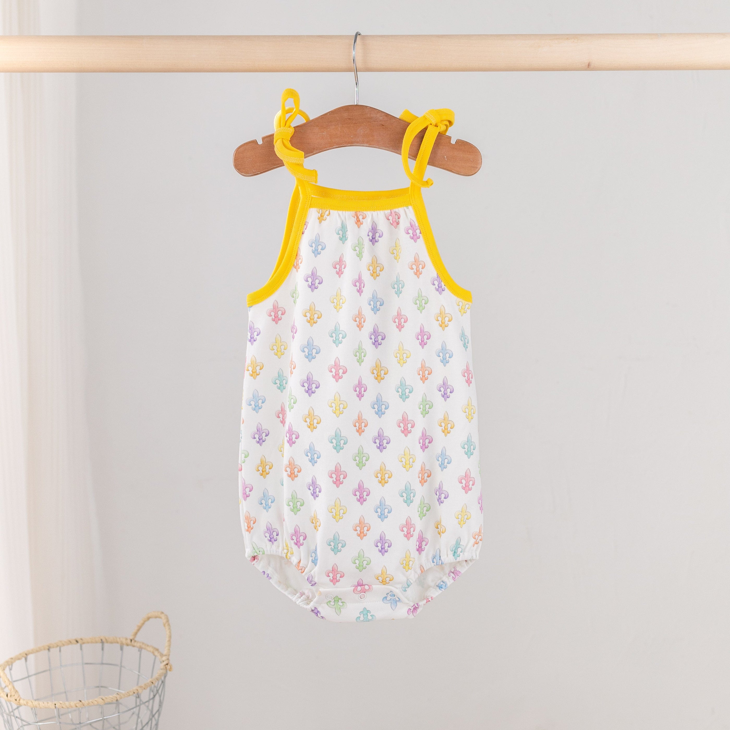 Fleur De Fun Organic Cotton Shoulder-Tie Onesie