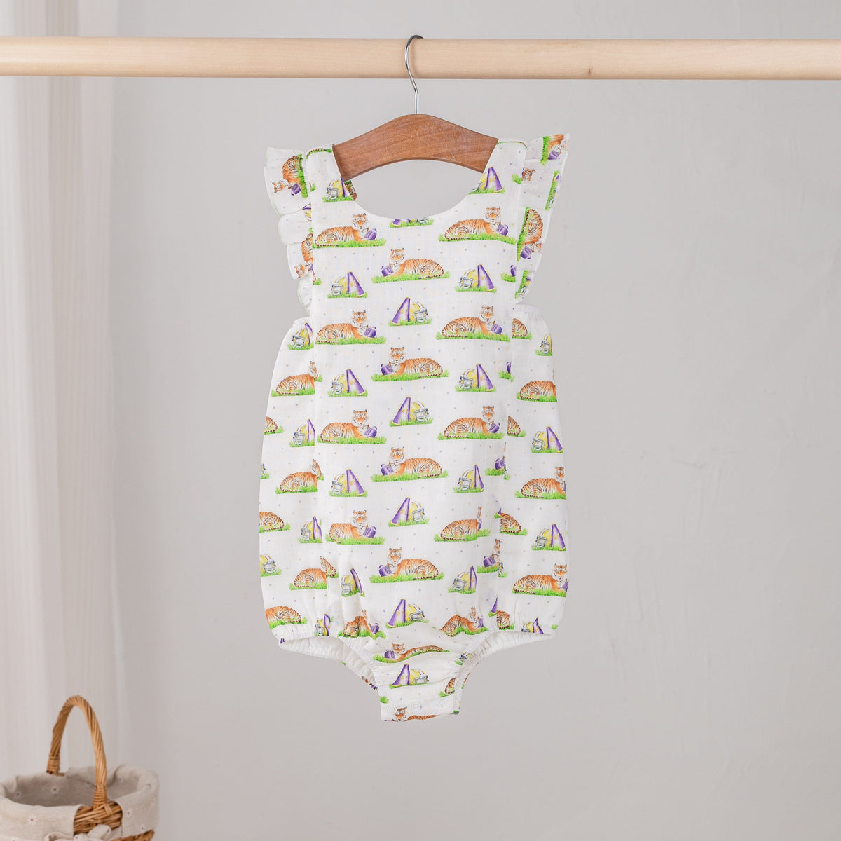 Mascot Mania in Louisiana Organic Muslin Bubble Romper