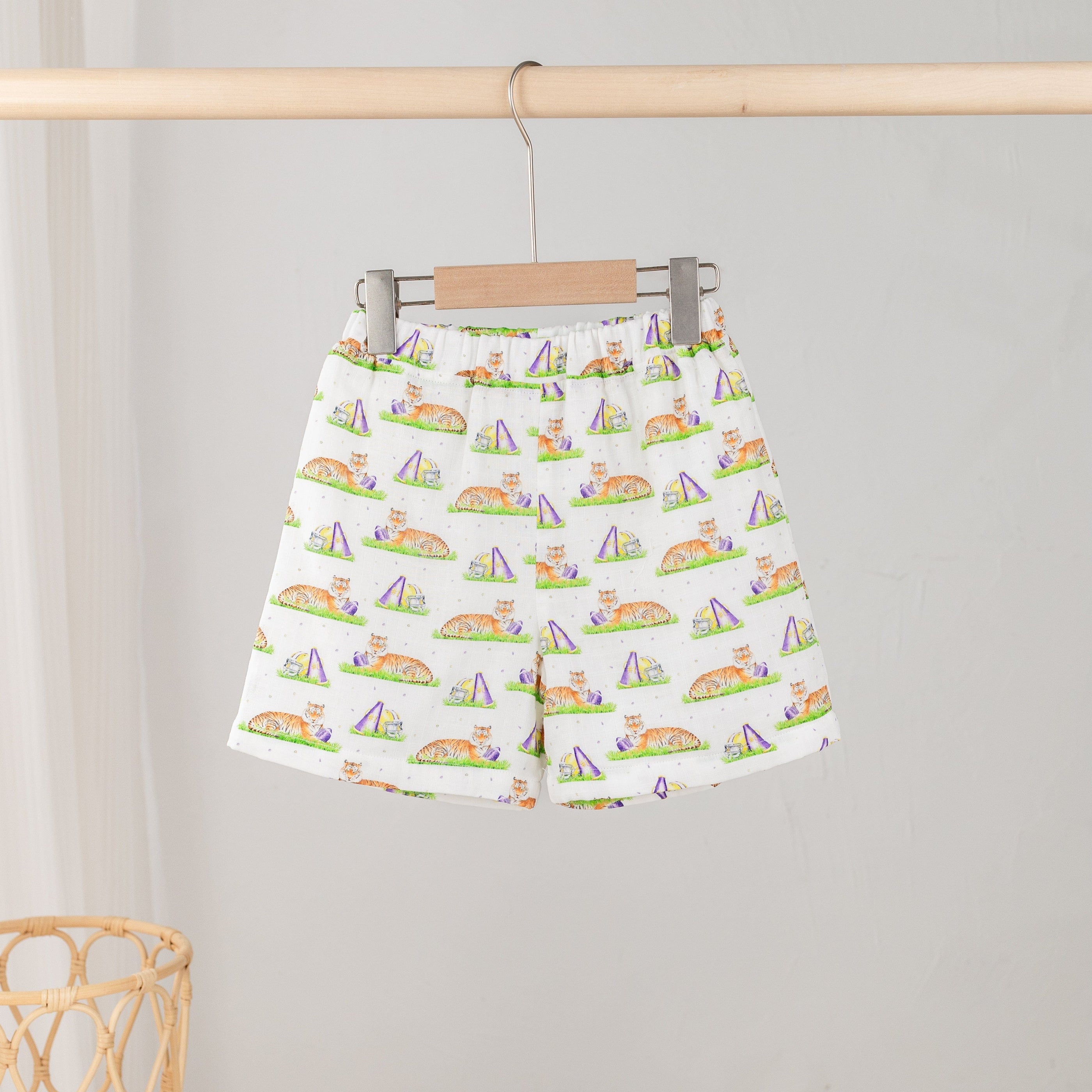 Mascot Mania in Louisiana Organic Muslin Shorts