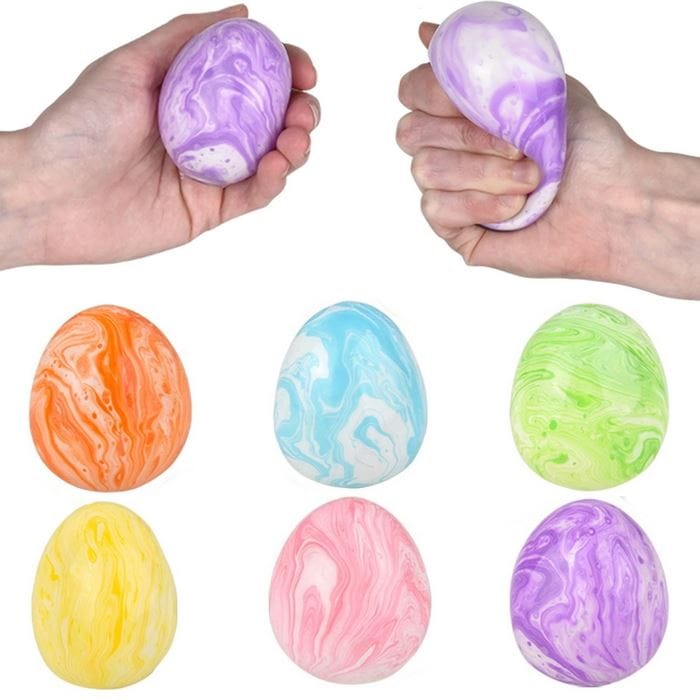 2.5" Squish And Stretch Marbleized Easter Egg, 6 Available Colors