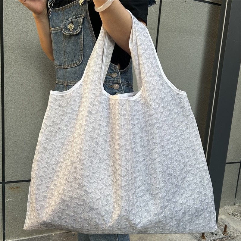 Large Capacity Single Shoulder Shopping Bag with Geometric Print, Available in 9 Colors