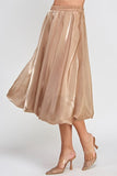 Ellison Shiny Bubble Hem Midi Skirt in Camel