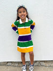 Mardi Gras Creations Mardi Gras Creations Thick Stripe Rugby Long Sleeve Kids' Dress - Little Miss Muffin Children & Home