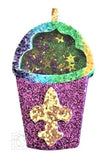 Beyond Creations Mardi Gras Glitter Snow Cone with Fleur de Lis On Pinch Clip