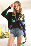 Vine & Love Mardi Gras Star Sweater in Black