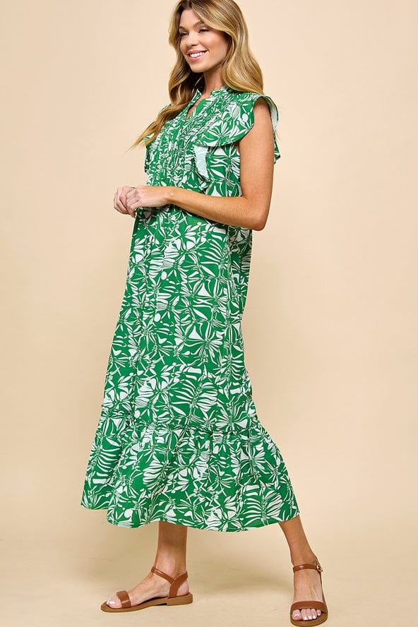 Cezele Cezele Floral Print Flutter Sleeve Midi Dress - Little Miss Muffin Children & Home