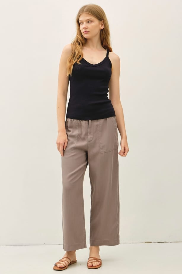 Tencel Wide Leg Pant with Patch Pockets