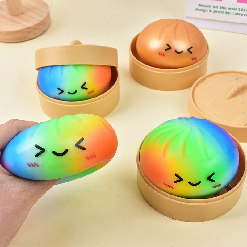 Rainbow Cartoon Jumbo Mystery Squishy Dumpling Realistic Steamed Bun Stress Relief Squeeze Toy