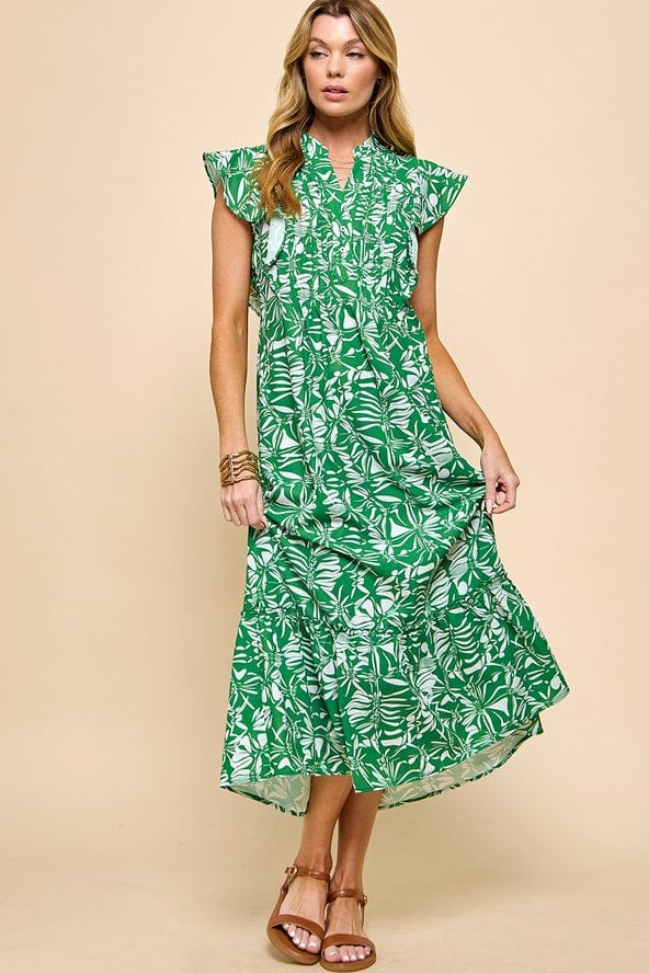 Cezele Cezele Floral Print Flutter Sleeve Midi Dress - Little Miss Muffin Children & Home