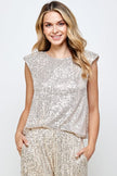 Ellison Ellison Sequins Sleeveless Top Champagne - Little Miss Muffin Children & Home