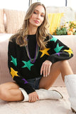 Vine & Love Mardi Gras Star Sweater in Black