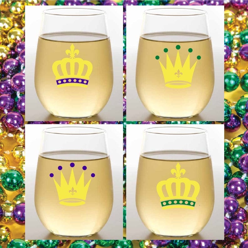Wine-Oh Wine-Oh Mardi Gras Crowns Shatterproof Wine Glasses - Little Miss Muffin Children & Home