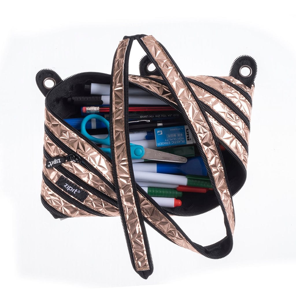 Zipit Usa Metallic Jumbo 3 Ring Pencil Case in Rose Gold - Little Miss Muffin Children & Home