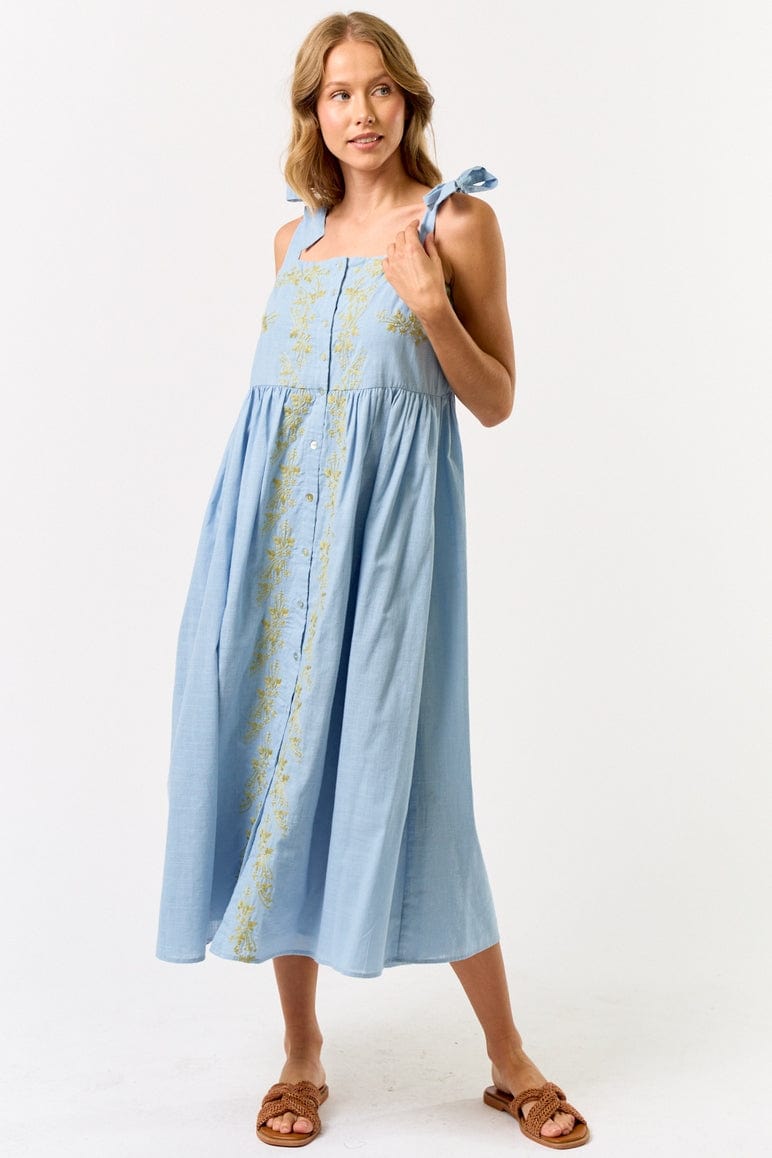 Embroidered Midi Sundress