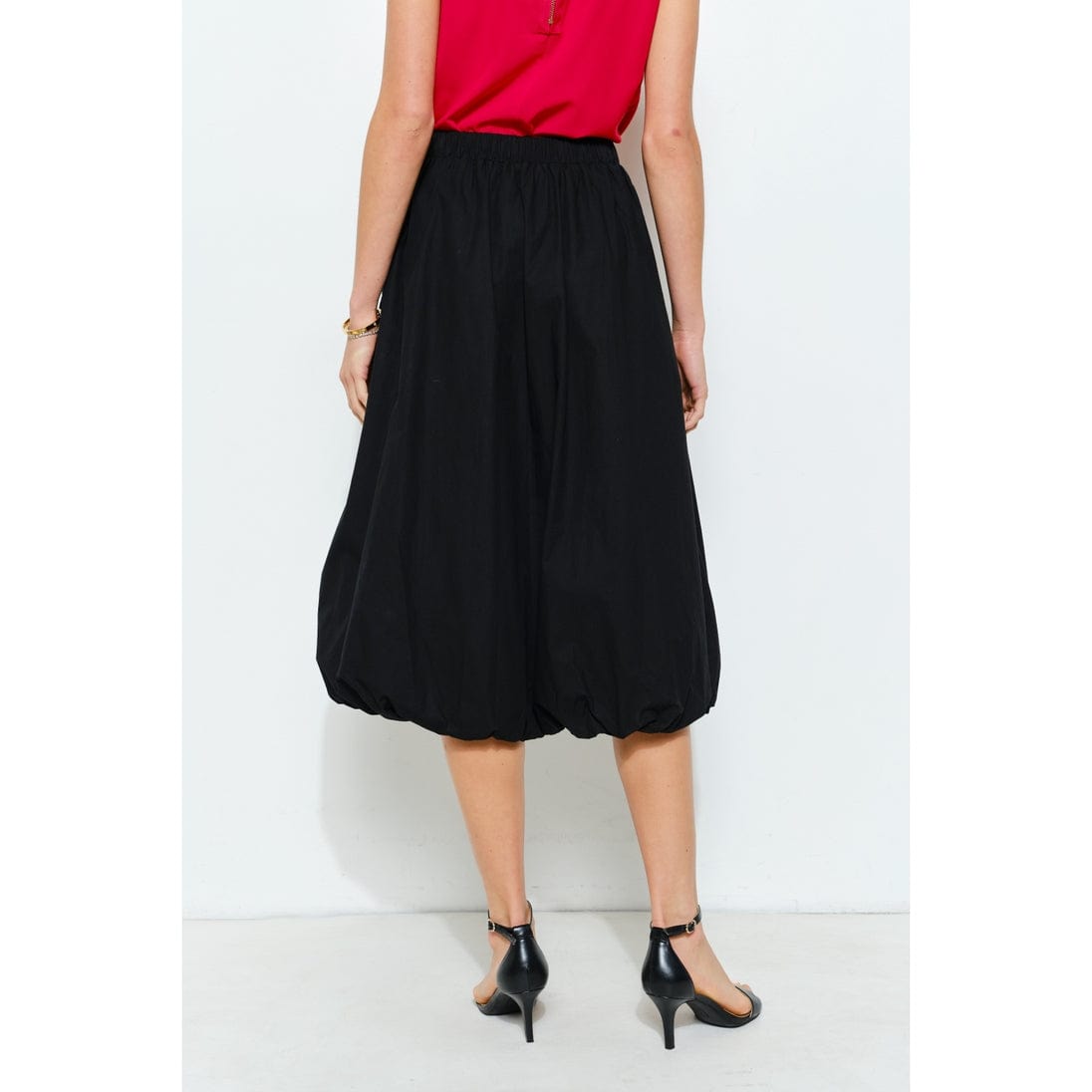 INA Balloon Hem Cotton Midi Skirt in Black - Little Miss Muffin Children & Home
