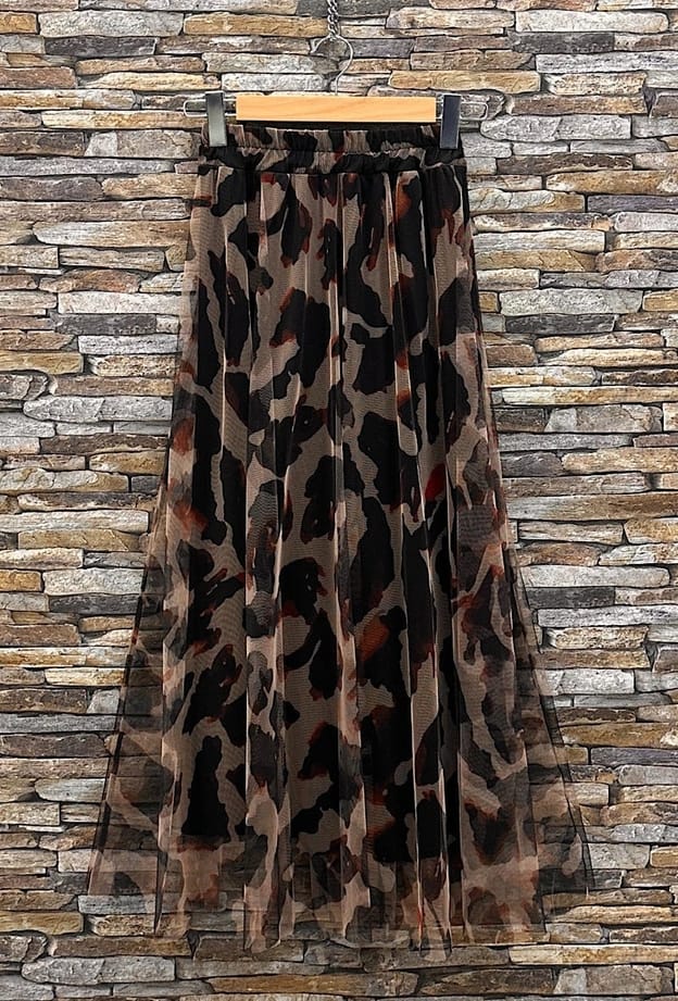 Black Leopard Print Ariana Skirt
