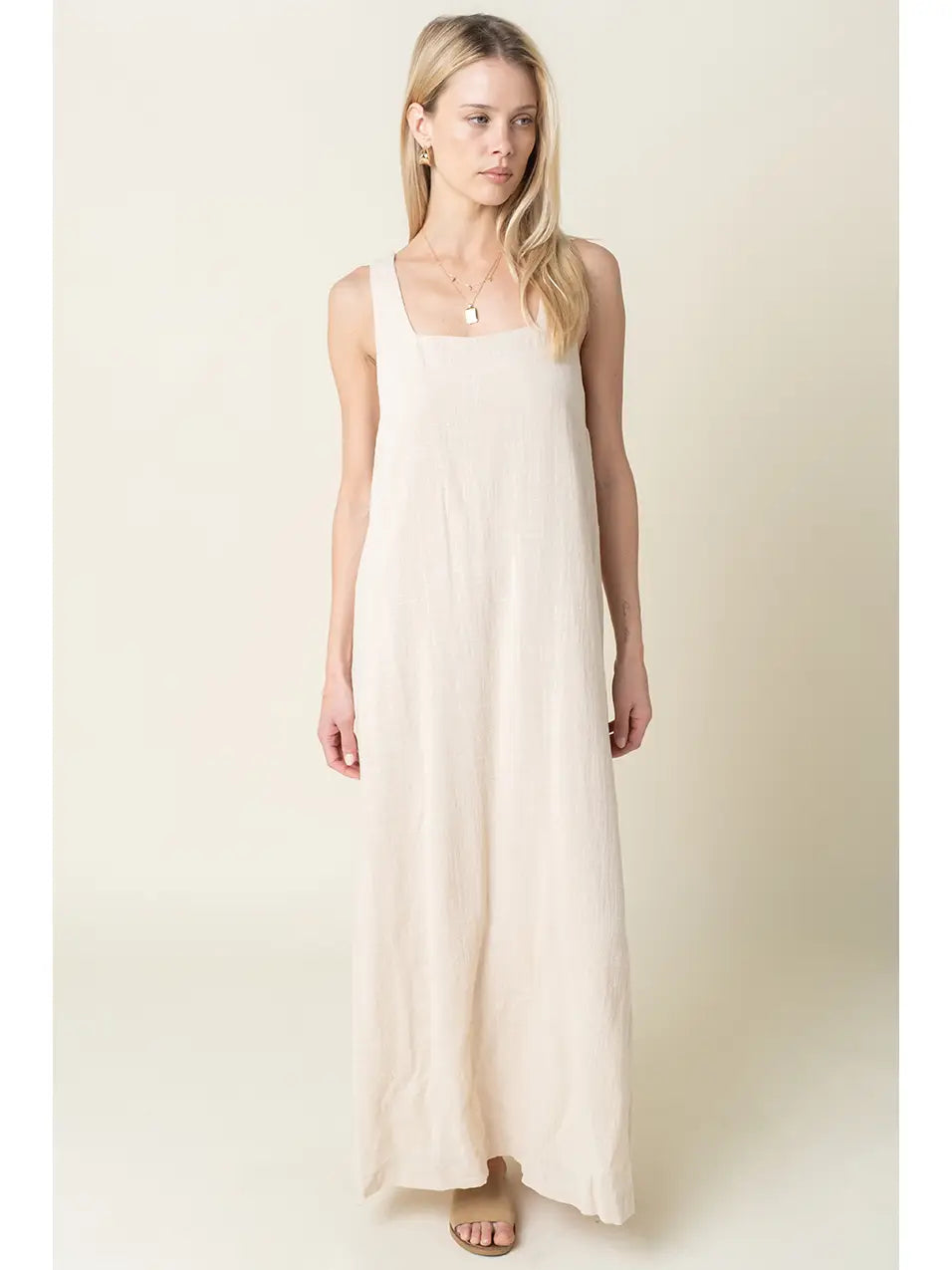 Avery Relaxed Maxi Tank Dress in New Khaki