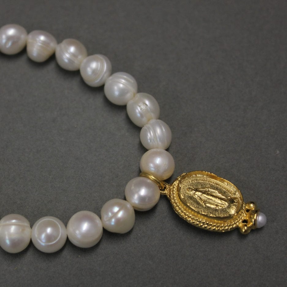 Weisinger Designs Weisinger Designs 9mm Pearl Stretch Bracelet with Miraculous Mary Medal - Little Miss Muffin Children & Home