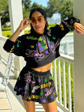 Mardi Gras Creations Mardi Explosion Crop Hoodie