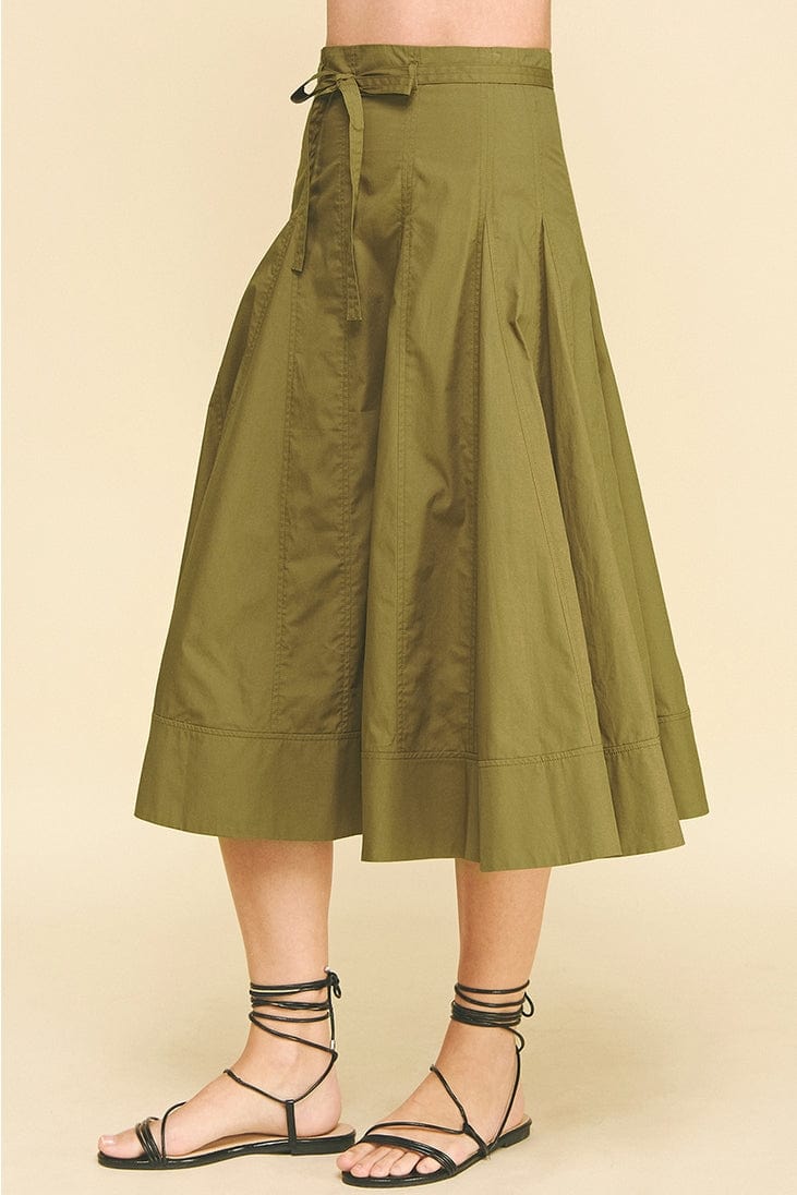 Pinch Pleated Midi Skirt with Tie Belt in Khaki - Little Miss Muffin Children & Home