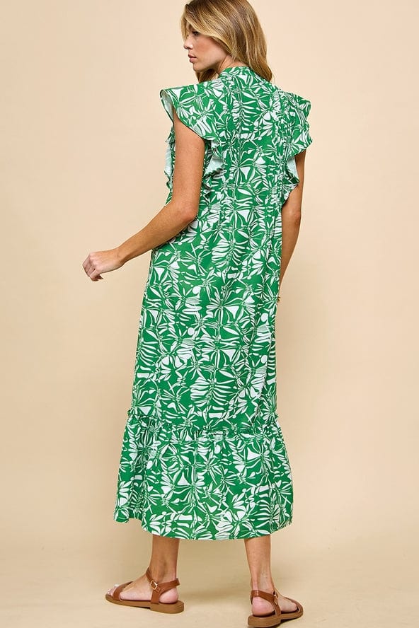 Cezele Cezele Floral Print Flutter Sleeve Midi Dress - Little Miss Muffin Children & Home