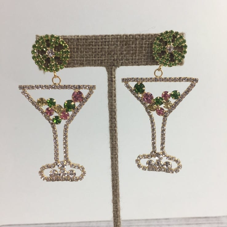SongLily SongLily Mardi Gras Rhinestone Martini Earrings - Little Miss Muffin Children & Home