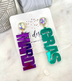 TLD Designs TLD Designs Iridescent Acrylic Mardi Gras Earrings - Little Miss Muffin Children & Home