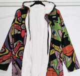 Loowie Fleece Lined Picasso Print Hooded Raincoat