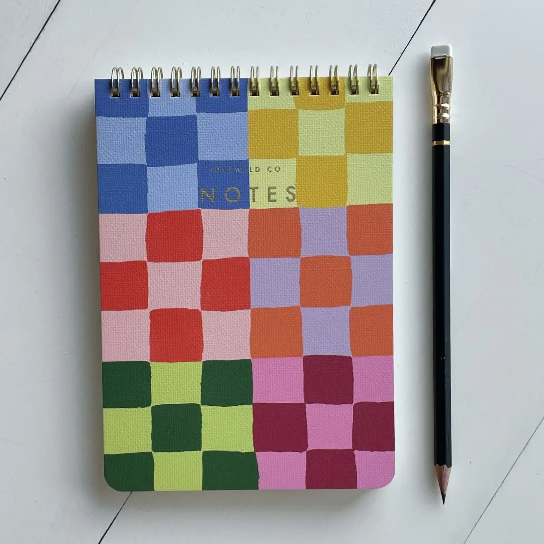 Rainbow Checks Spiral Jotter