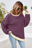 LDC Stripe Contrast Trim Sweatshirt in Red Stripe