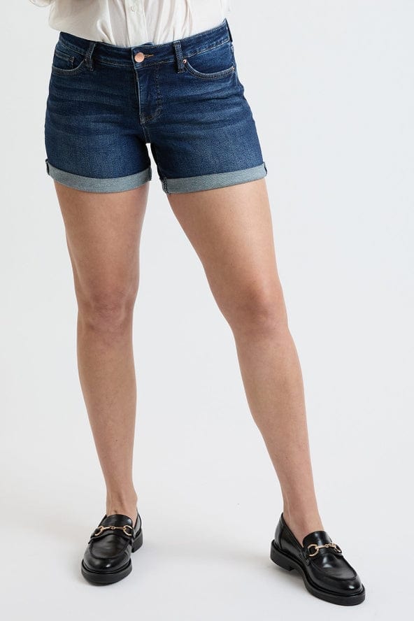 YMI Jeans YMI High Rise Premium Stretch Fold-Over Cuff Shorts, Dark Indigo - Little Miss Muffin Children & Home