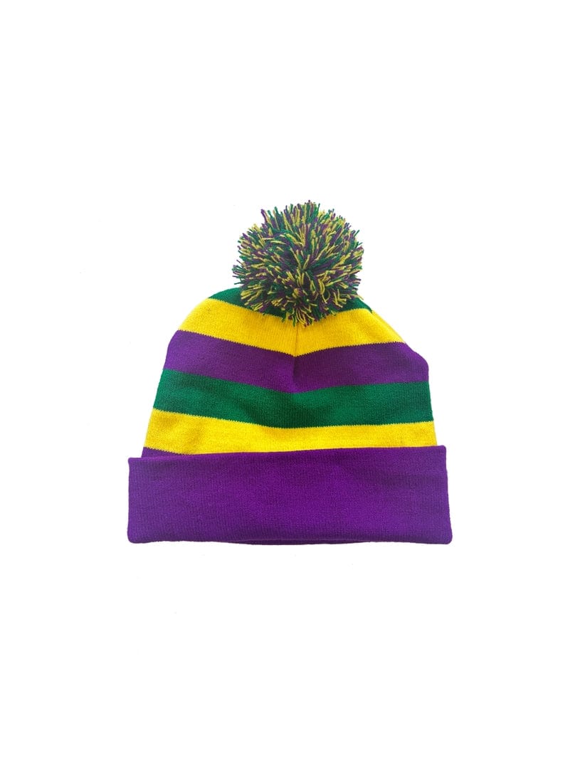 Mardi Gras Creations Mardi Gras Creations Youth Beanie with Pom Pom - Rugby - Little Miss Muffin Children & Home