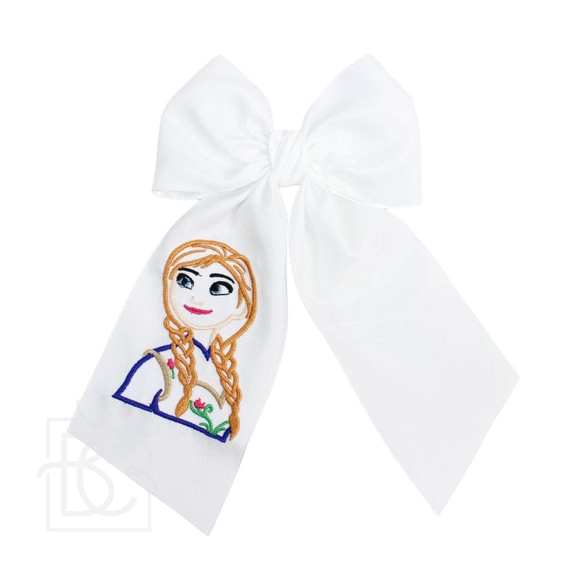 Beyond Creations Beyond Creations Princess Embroidered 5.5" Bow with Tails On Alligator Clip - Little Miss Muffin Children & Home