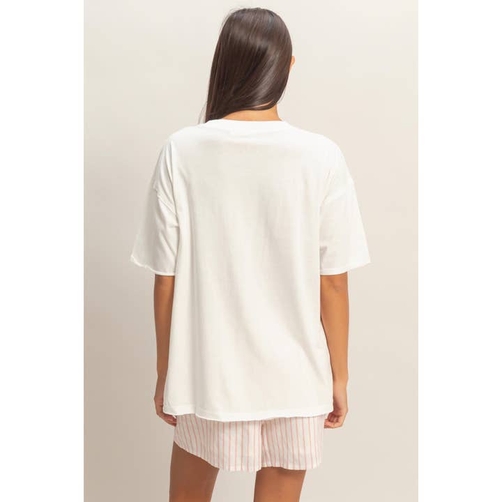 Double Zero Boxy Crew Neck T-Shirt in White - Little Miss Muffin Children & Home