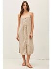 Striped Linen Blend Button Up Tank Dress