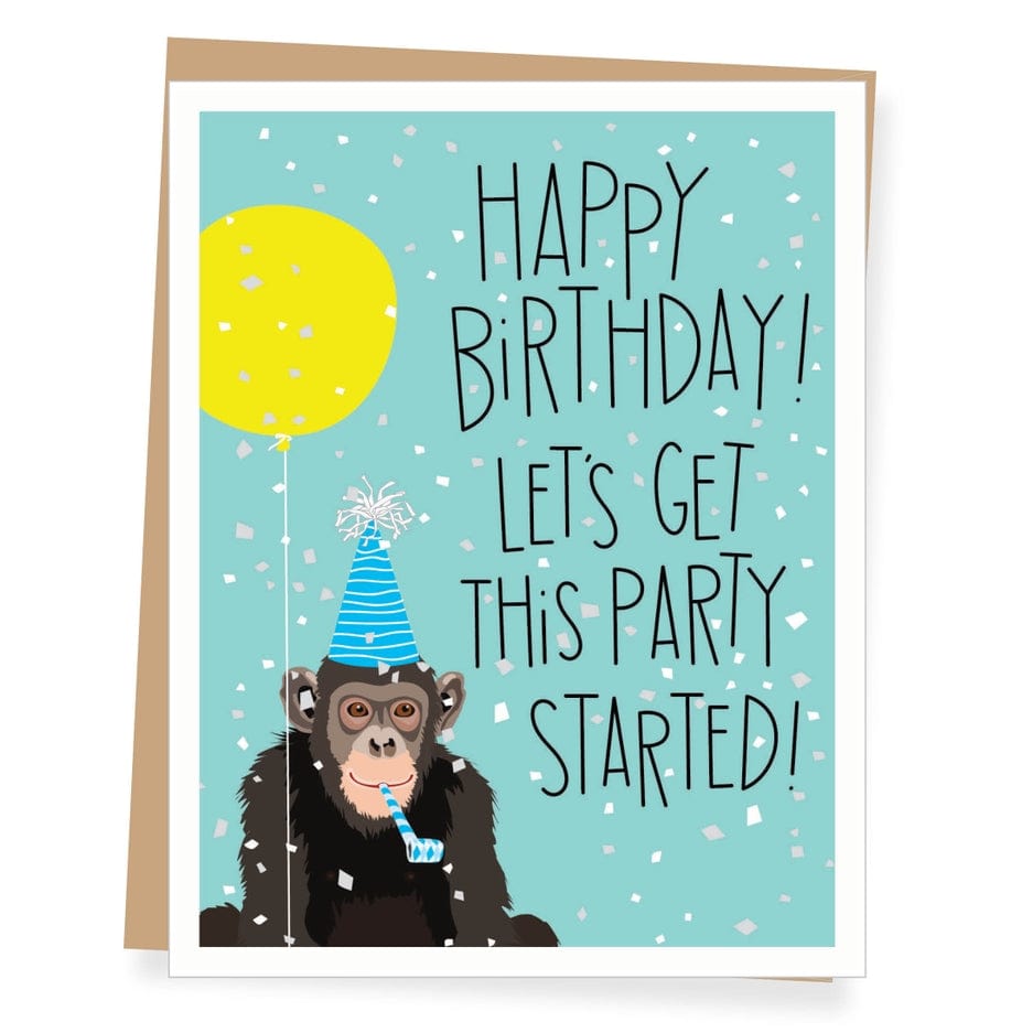 Apartment 2 Cards Apartment 2 Cards Party Started Birthday Monkey Birthday Card - Little Miss Muffin Children & Home