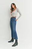 Just Black Denim High Rise Crop Flare in Dark Denim