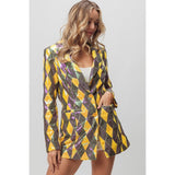 Ive Mardi Gras Sequin Diamond Pattern Blazer