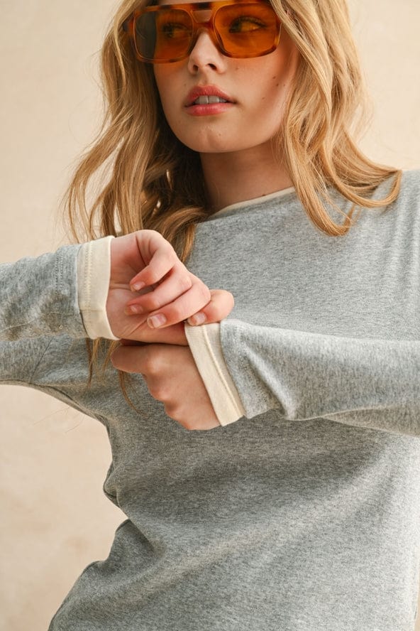 Miou Muse Light Weight Color Contrasted Long Sleeve Top - Little Miss Muffin Children & Home