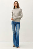 Be Cool Cozy Drop Shoulder Sweater with Rib Detail in Mocha