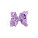 Beyond Creations 1.5" Ribbon Glitter Metallic 4.5" Large Bow on Alligator Clip in Orchid